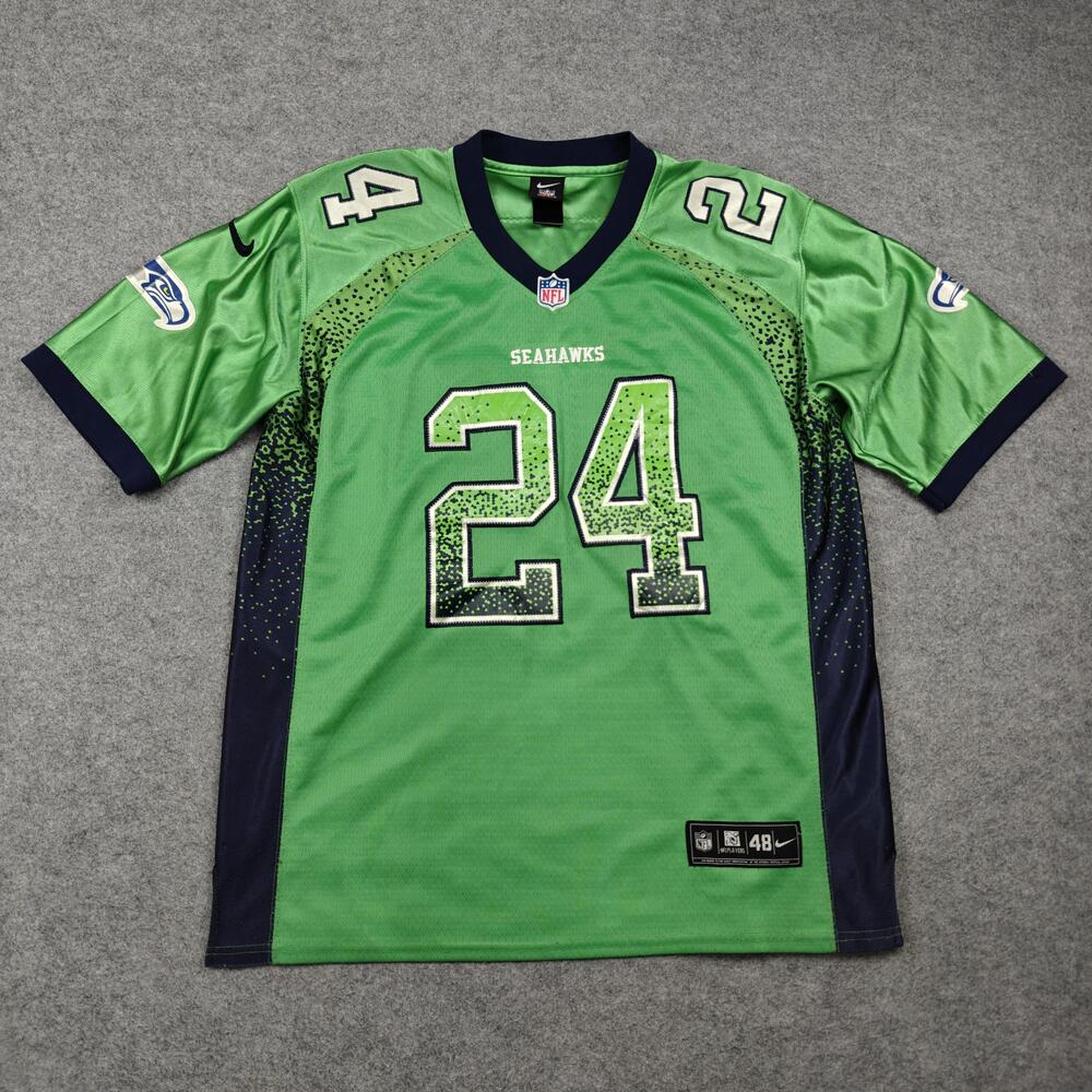 Nike Seattle Seahawks Jersey Mens 48 Green Marshawn Lynch 24 On-Field Shirt NFL